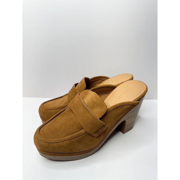 Splendid Clogs Womens 9 Vina Platform Tan Suede Leather Slip On Casual Heels - Picture 4 of 10